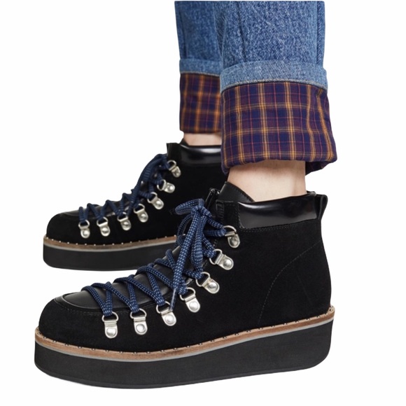 Free People Shoes - Free People Durango Suede Combat Hiking Boot Black